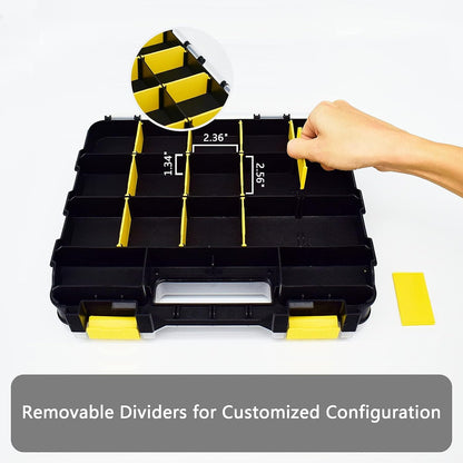 AIDY-PRO Small Parts Organizer Box Storage Case Tools Box Organizer Double Side 34 Compartments Hardware Organizers with Removable Plastic Dividers for Screws Nuts Nails Bolts, 2 Pack