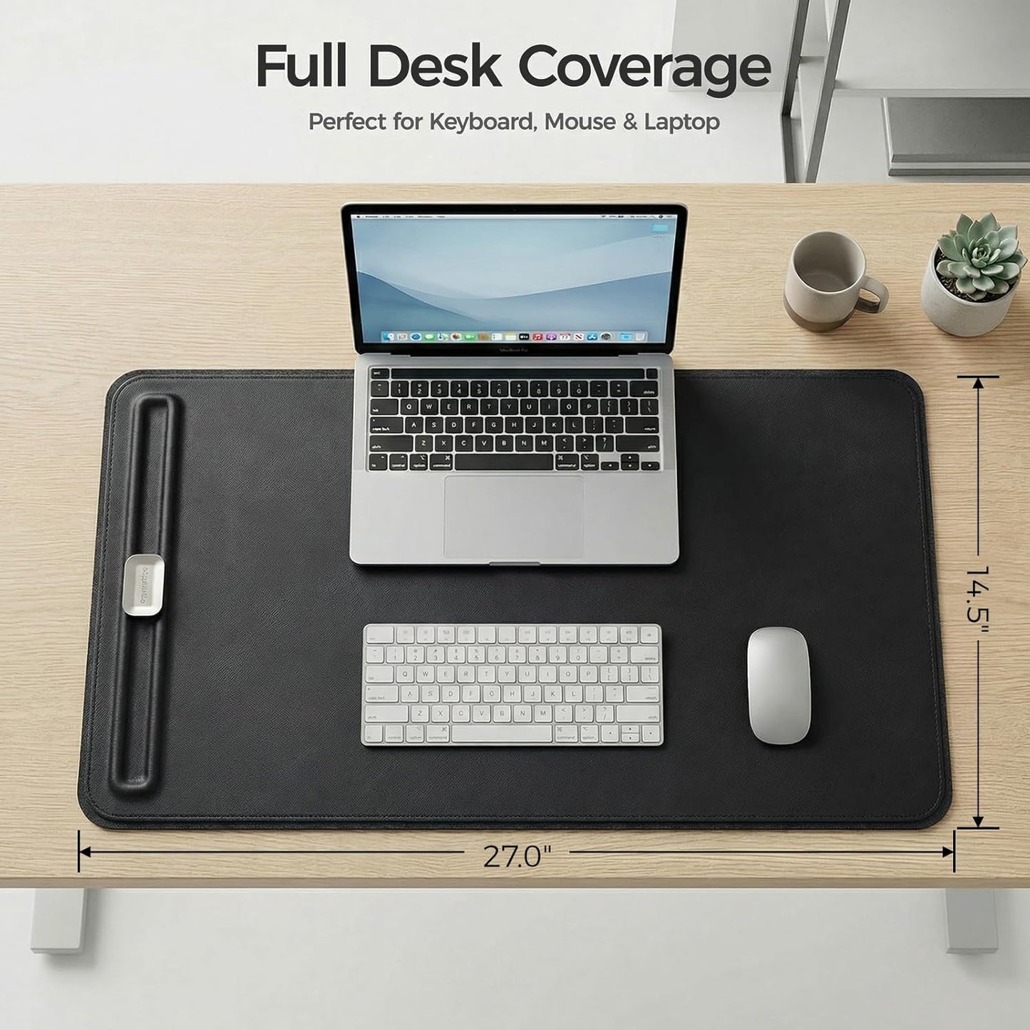 Desk Mat – Double-Sided Vegan Leather & Felt | Built-In Magnetic Cable Organizer & File Storage | Premium Workspace Pad for Office, Gaming & Creative Professionals-（Green）