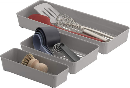 Spectrum Hexa 6 x 12 Drawer Organizer for Kitchen Utensils with Innovative Honeycomb Base Design, Silverware Tray for Cutlery and Flatware Storage, Bathroom Vanity or Desk Solution, Clear Frost