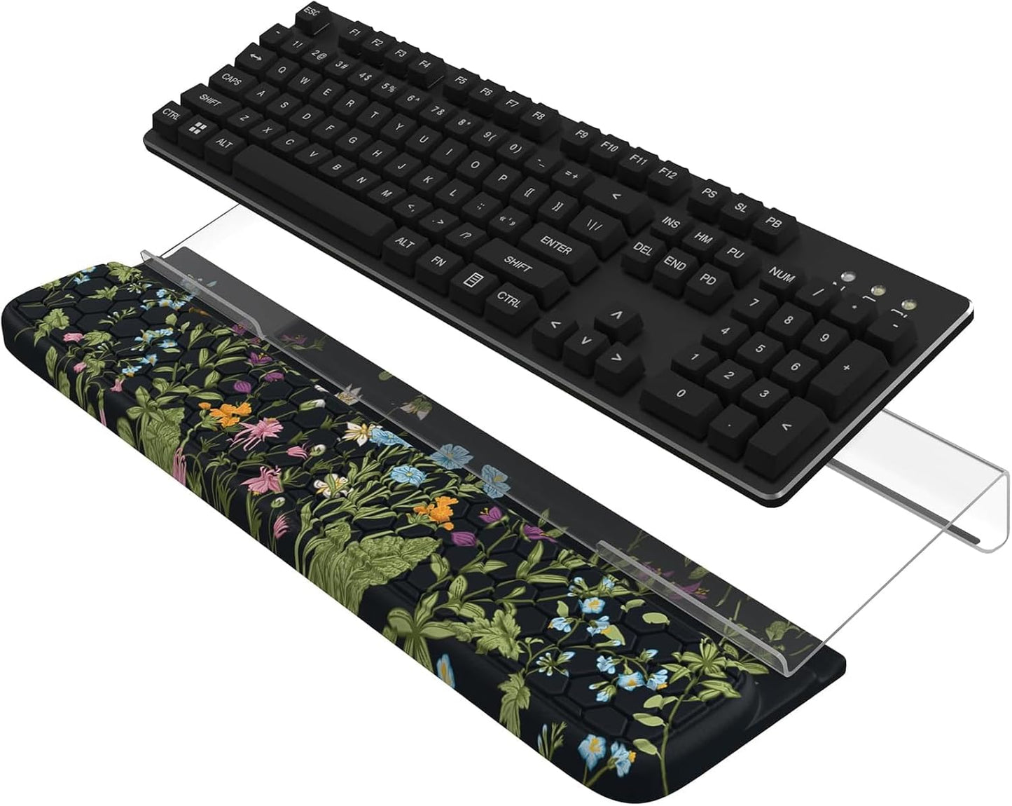 HAOCOO Ergonomic Keyboard Rest Wrist Pad,Comfortable Keyboard Wrist Rest Holder, 3-Level Height Adjustment Acrylic Keyboard Stand, Easy Typing Desk Accessories, Aesthetic Keyboard Riser for Desk