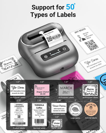 Phomemo Label Maker,M220 Label Printer,3 Inch Bluetooth Thermal Label Maker Machine with 6000+ Icons,700+ Templates,400+ Fonts,for Kids School Items,Small Business,Large Sticker