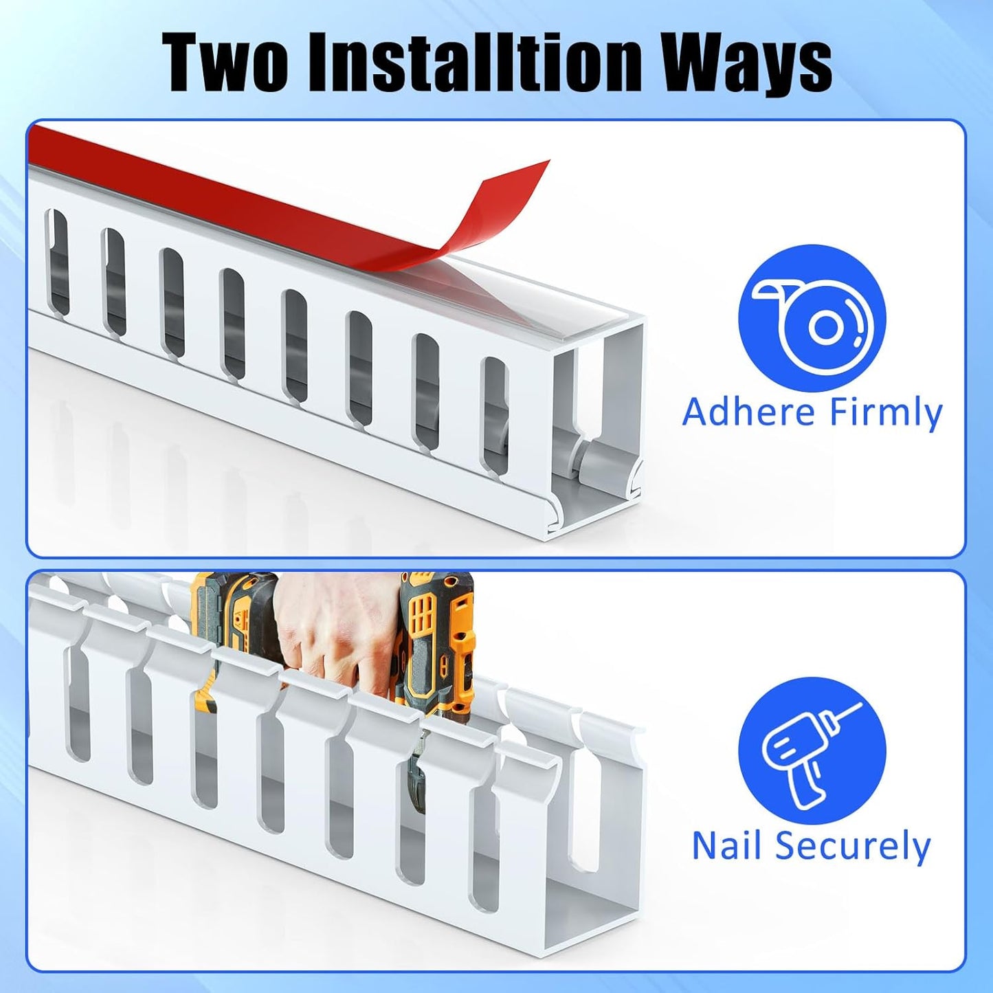 Open Slot Wiring Raceway Cable Duct, 123in Cable Management Channel Cord Track,Desk Wire Channel, Under Desk Cable Management to Hide Cables, Wires for Computers (Black, 1.57" Hx1.57"W, 15.4''L(8 Pc))