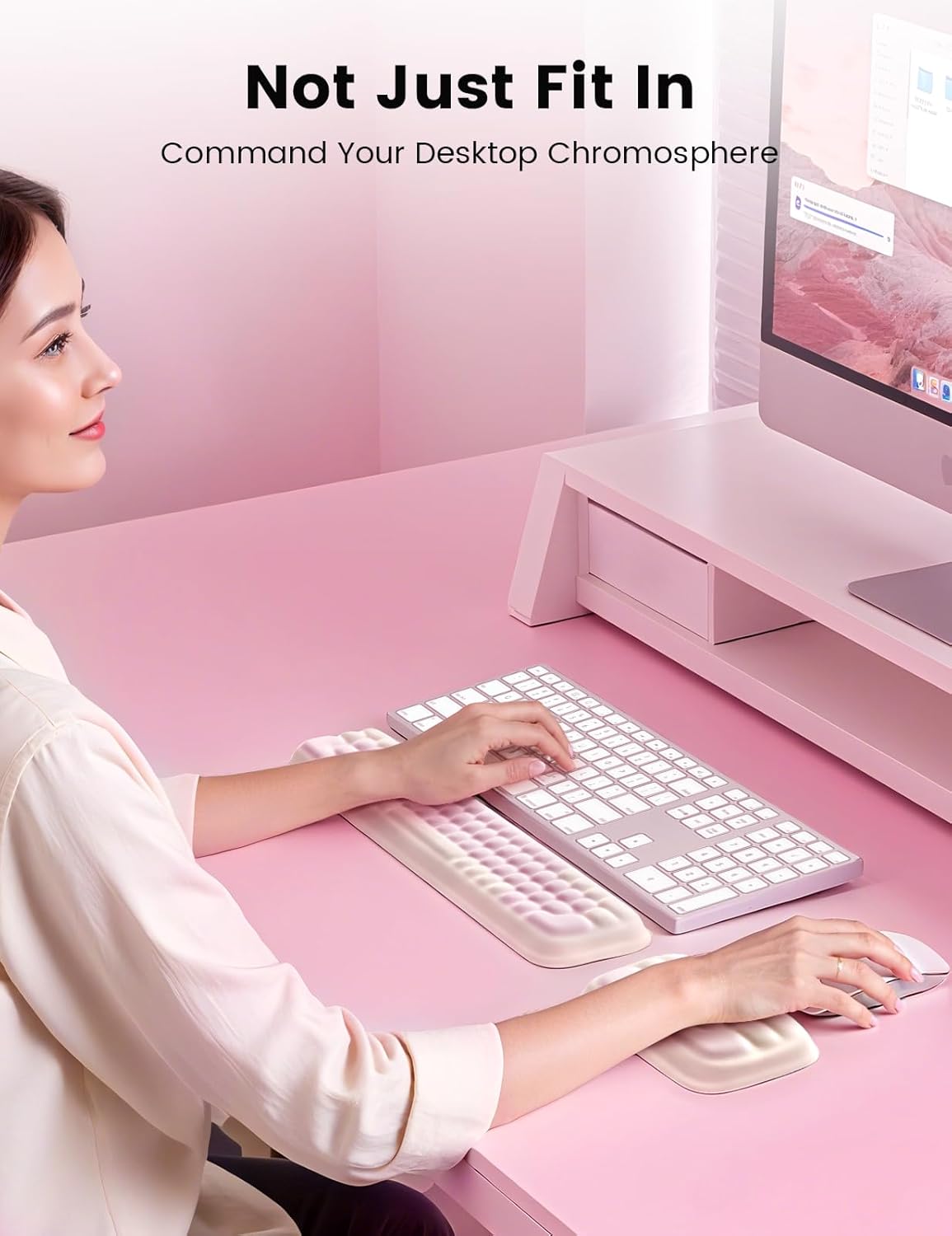 Meatanty Keyboard and Mouse Wrist Rest Set, Computer Wrist Pad Support, Ergonomic Keypad Hand Rest Combo, Memory Foam Typing Desk Accessory Carpal Tunnel Cushion, Laptop Office Home School Women Cute