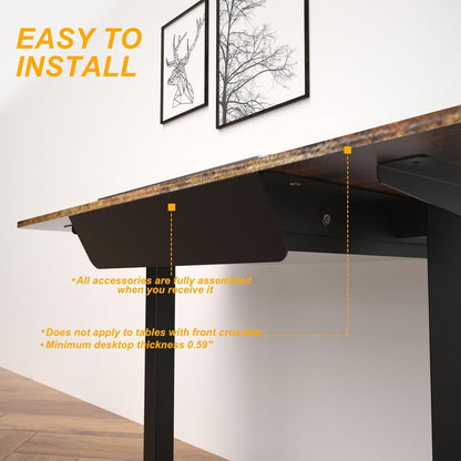 Under Desk Mounted Sliding Drawer with 60 Degree Tilt Panel to Pull Out, 15'' Long & 9'' deep Large Storage Organizer for Sit Stand Workstation