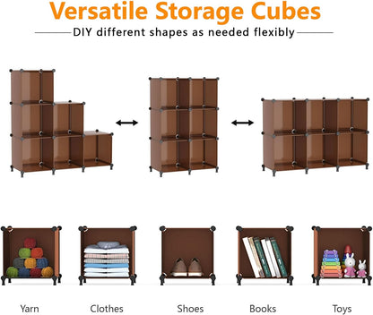 AWTATOS Cube Storage Organizer, Storage Cubes Shelves Bookshelf, 6 Cube Closet Organizers and Storage, DIY Stackable Plastic Clothes Organizer Shelving for Bedroom, Home, White