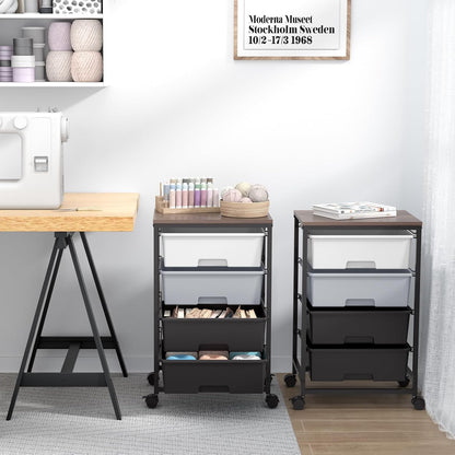 SYKIARIOL Utility Cart with 4 Drawers, Multipurpose Rolling Storage Cart with 4 Drawers and 2 Lockable Wheels, 4-Tier Rolling Storage Cart Organizer for Home Office Dorm, Bright White