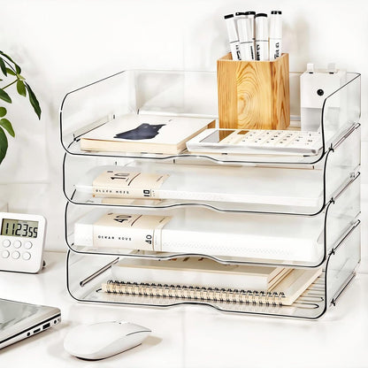 DCA Large Capacity Desk Organizer, 4 Tier Paper Organizer, File Organizer for Desk, Stackable Paper Tray for Office, Home and School