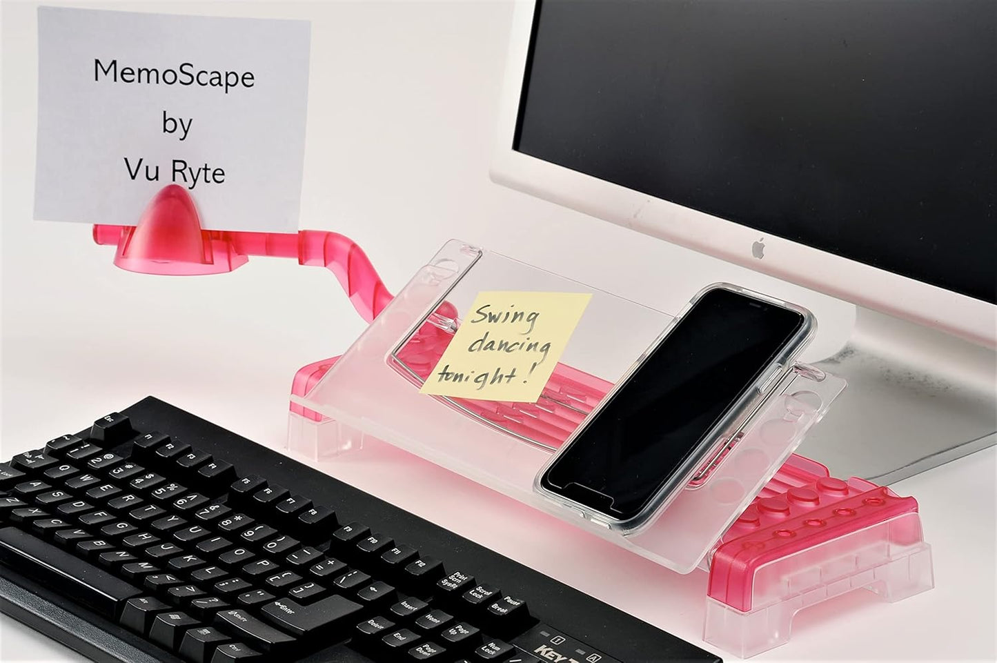 MemoScape Adjustable in-Line Document Holder for Typing | Reduces Neck Strain, Improves Focus, Boosts Desk Organization, and Workflow | Paper Holder Stand for Desk and Home Office - Black (VUR 2060)