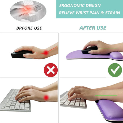 Keyboard Wrist Rest Pad Mouse Pad with Wrist Support Set of 3, Gaming Mousepad with Non-Slip Rubber Base, Ergonomic Memory Foam Mouse Cushion Support for Home Office Laptop Computer, Navy Blue