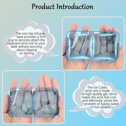Gel Wrist Rest for Keyboard and Mouse Square Blue Plaid Clear Keyboard Wrist Rest Transparent Ergonomic Cute Checkered Mouse Wrist Pad Silicone Non-Slip Support for Computer Laptop Gaming Home Office