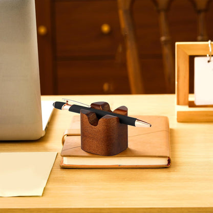 Sherr 2 Pcs Wood Fountain Pen Holder Wooden Pencil Holder Minimalist Pen Rest Desk Stand Pencil Organizer Tray for Home School Office Students Teachers Boss Gifts