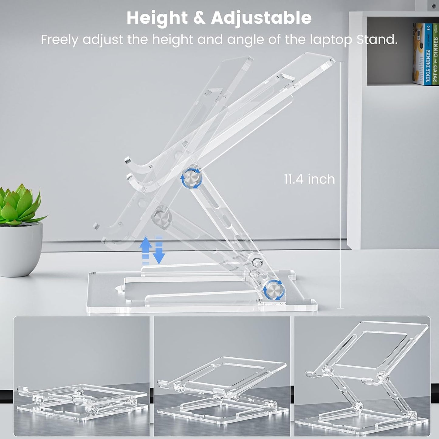 Laptop Stand for Desk - Adjustable Laptop Holder, Portable Laptop Riser with Multi-Angle Height Adjustable Computer Stand for MacBook Air/Pro and More Notebooks 10-17.3" - Grey