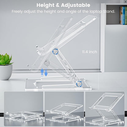Laptop Stand for Desk - Adjustable Laptop Holder, Portable Laptop Riser with Multi-Angle Height Adjustable Computer Stand for MacBook Air/Pro and More Notebooks 10-17.3" - Grey