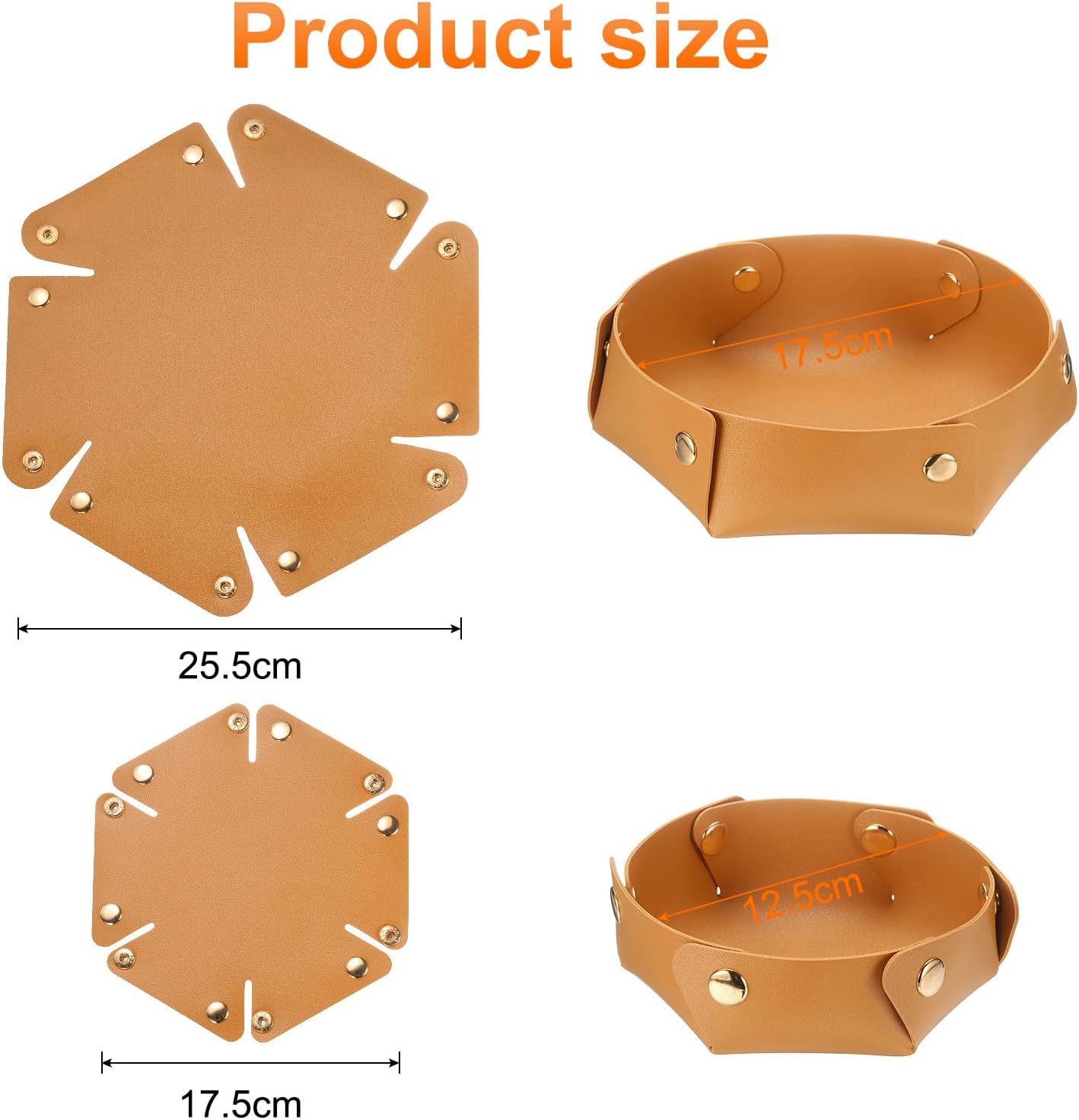 uxcell 2 Pcs Valet Tray for Women and Men, PU Leather Jewelry Tray Entryway Table Bedside Nightstand Catchall Storage Organizer for Jewelry Key Coin Watch Wallet (2 Size, Pink)