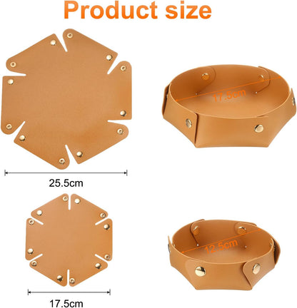 uxcell 2 Pcs Valet Tray for Women and Men, PU Leather Jewelry Tray Entryway Table Bedside Nightstand Catchall Storage Organizer for Jewelry Key Coin Watch Wallet (2 Size, Pink)