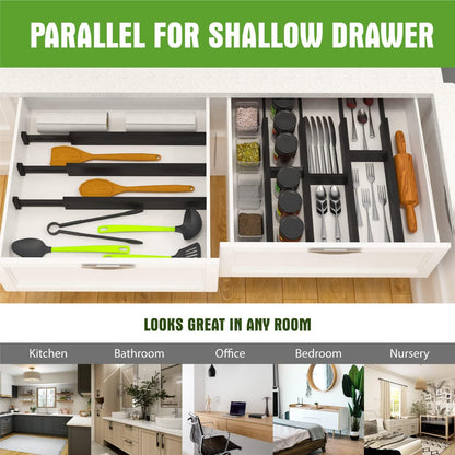 ANTOWIN Bamboo Drawer Dividers Organizers, Drawer Separators Splitter,17-22 inches Long Adjustable Spring-loaded Organizer for Large Utensil, Clothes, Tools Drawers(yellow)