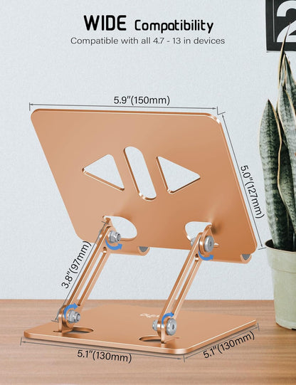 Aoviho Tablet Stand Holder for Desk, Adjustable Desktop Tablet Holder, Foldable Aluminum Tablet Mount for iPad pro 12.9, iPad Air Mini, Samsung Galaxy Tabs Z Fold Kindle Fire 4-12 inch Purple