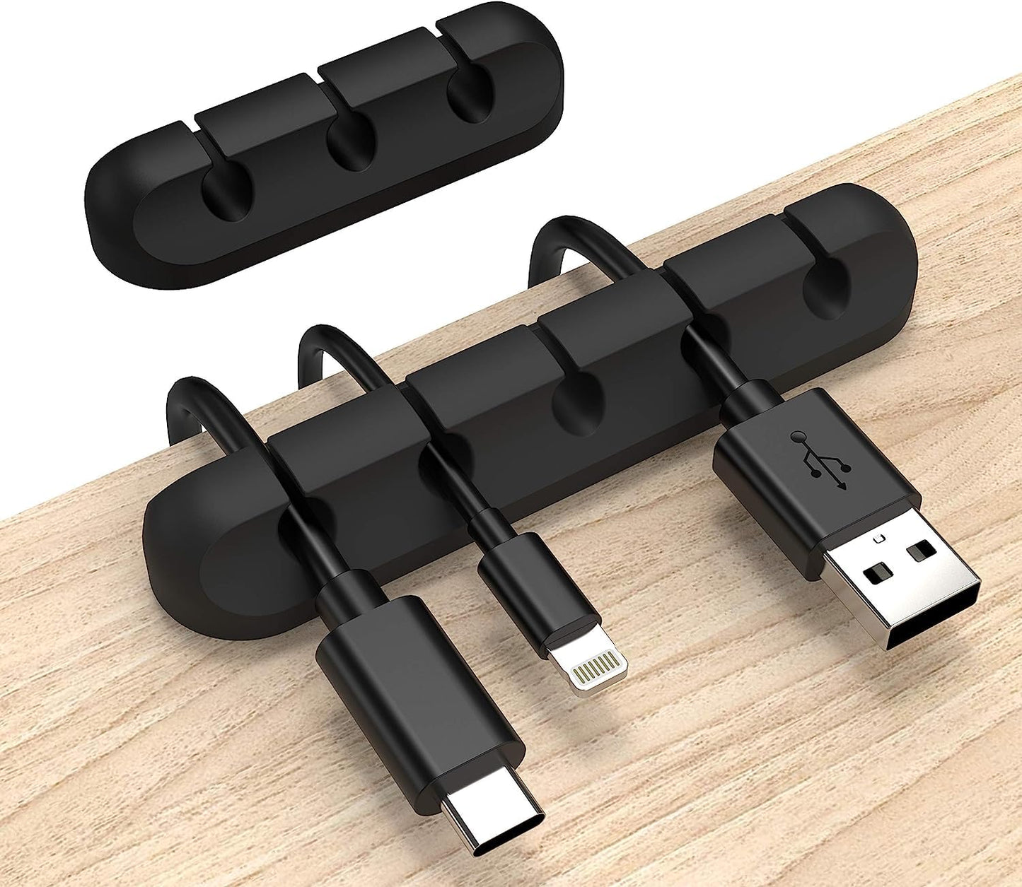 Generic-Cable Organizer Clips (3-Pack), Cord Management Adhesive Silicone Wire Holders for Desk, Car & Home Office - Cable Tidy for USB, Charging & Computer Cables - Black