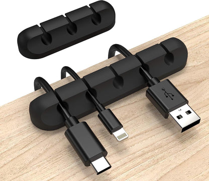 Generic-Cable Organizer Clips (3-Pack), Cord Management Adhesive Silicone Wire Holders for Desk, Car & Home Office - Cable Tidy for USB, Charging & Computer Cables - Black