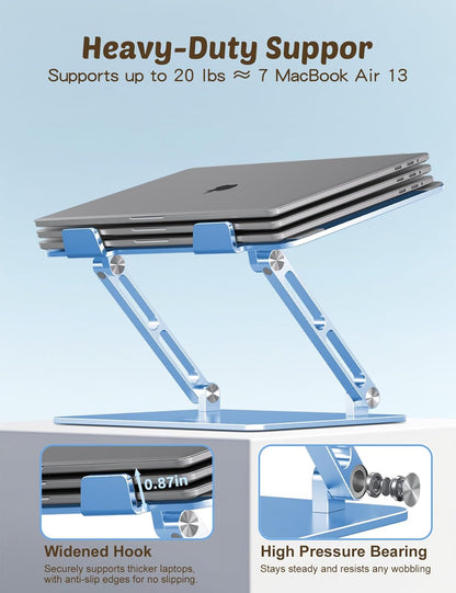 Aoviho Laptop Stand for Desk – Adjustable Aluminum Laptop Riser with Unique Cat-Shaped Cooling Vent, Portable Desk Gift & Decor, Compatible with MacBook Air Pro, Dell, HP, Lenovo (10"-17.3"), Black