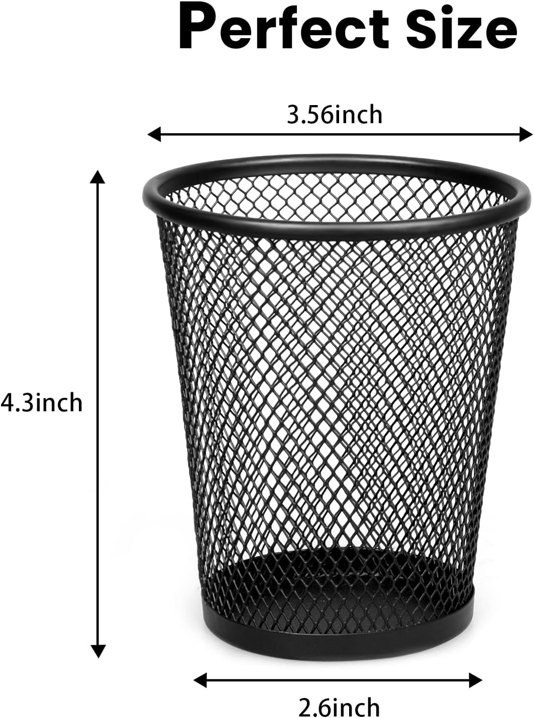 QYH Mesh Pencil Holder Metal Pen Cup Black for Desk 6 Packs, Office Caddy Storage
