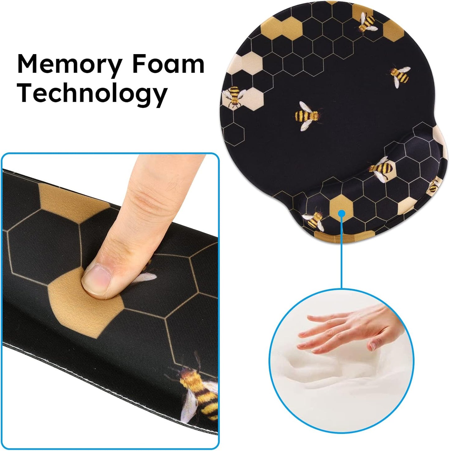 iCasso Desk Mat, Gaming Mouse Pad Wrist Support Set,4in1 XXL Large Mousepad + Keyboard Wrist Rest+Mouse Wrist Rest+Coaster Set with Ergonomic Design for Home Office Table Computer-Penoy