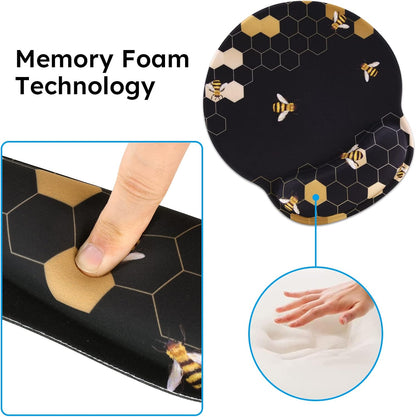 iCasso Desk Mat, Gaming Mouse Pad Wrist Support Set,4in1 XXL Large Mousepad + Keyboard Wrist Rest+Mouse Wrist Rest+Coaster Set with Ergonomic Design for Home Office Table Computer-Penoy