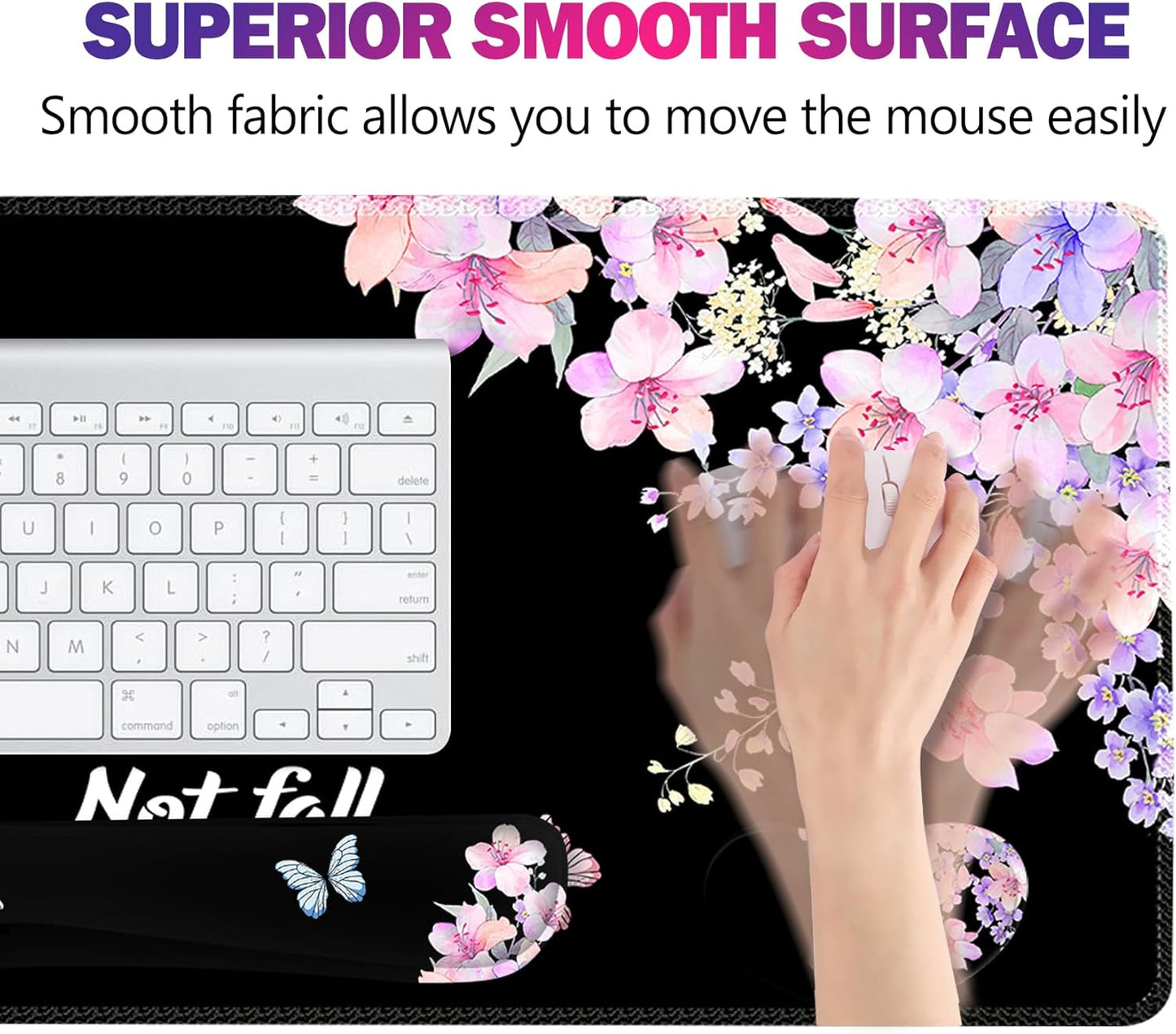 ArtSo Upgraded Wrist Rest Support for Mouse Pad & Keyboard, Ergonomic Gel Mousepad Non-Slip Rubber Base Home,Office Pain Relief, Easy Typing Cushion Neoprene, Soft Memory Foam, Purple Heart Butterfly