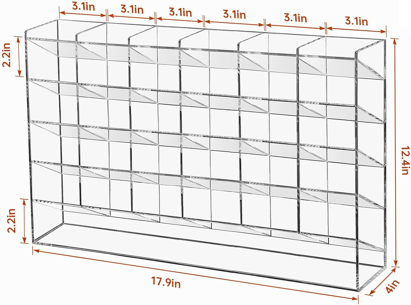 BEYGORM Acrylic Vertical Marker Organizer for 150 Markers with 13 Compartments, Clear Angled Pen & Pencil Holder, Large Desk Stationery & Art Supply Storage for Office & School (10.2 x 9.8 x 4 Inch)