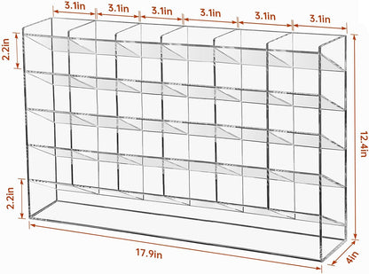 BEYGORM Acrylic Vertical Marker Organizer for 150 Markers with 13 Compartments, Clear Angled Pen & Pencil Holder, Large Desk Stationery & Art Supply Storage for Office & School (10.2 x 9.8 x 4 Inch)