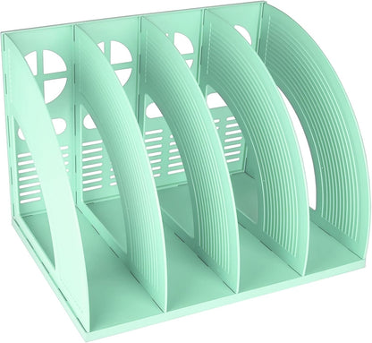 SAYEEC Magazine Holder Sturdy Binder Holder Desk File Sorter Plastic File Folder Organizer Stand Book Shelf Dividers Vertical Storage Rack Desktop Bookshelf Display Box for Office School Home (Black)