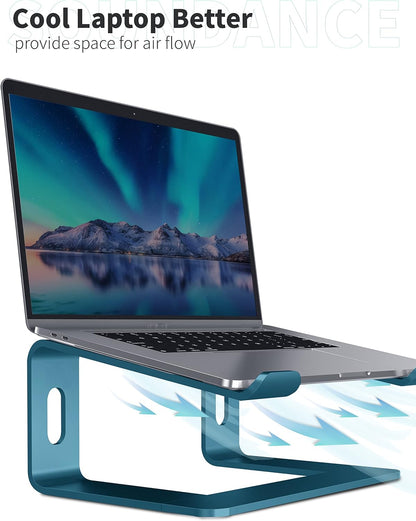 SOUNDANCE Laptop Stand, Aluminum Computer Riser, Ergonomic Laptops Elevator for Desk, Metal Holder Compatible with 10 to 15.6 Inches Notebook Computer, Silver