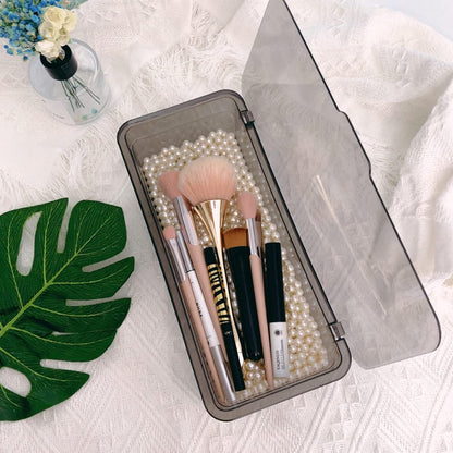 Transparent Flatware Tray Kitchen Drawer Organizer With Lid - Plastic Kitchen Cutlery Tray and Utensil Silverware Storage Container with Cover - Dinnerware Holder for Spoons Forks Knives