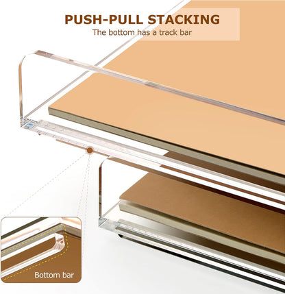 SANRUI 4 Tier Clear Desk Paper Letter Organizer Trays, A4 Stackable File Document Tray, Acrylic Desk Organizers and Accessories Sorter, Workspace Office Supplies Organizers,12.4inx8.86inx6.64in