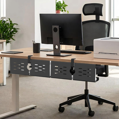KEEGH 16" Under Desk Cable Management Tray, 2 Pack Desk Cord Organizer Upgrade Capacity, No Drill Clamp/Screws Mount, Cord Management Tray for Home Office, Gaming Desk, Standing Desk, Black