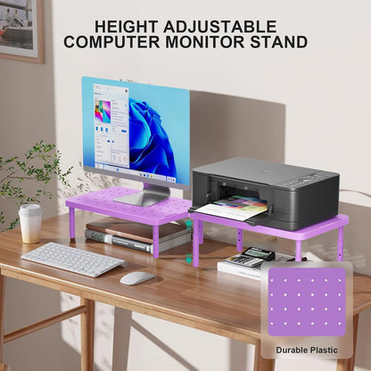 WALI Computer Monitor Stand with Storage, Desk Monitor Riser 3 Height Adjustable, Laptop Riser with Airflow Vents, Desk Organizer for Computer, Laptop, Printer (PTT002-B), 1 Pack, Black