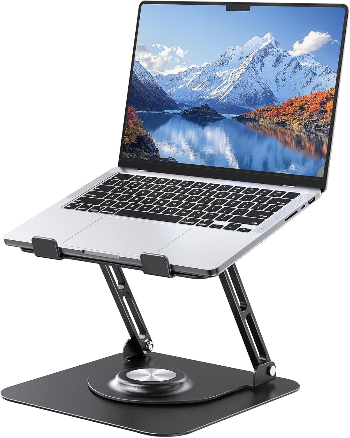 JOYEKY Laptop Stand for Desk, Adjustable Computer Stand with 360° Rotating Base, Ergonomic Laptop Riser for Collaborative Work, Foldable & Portable Laptop Stand, fits for All 10-16" Laptops (Grey)