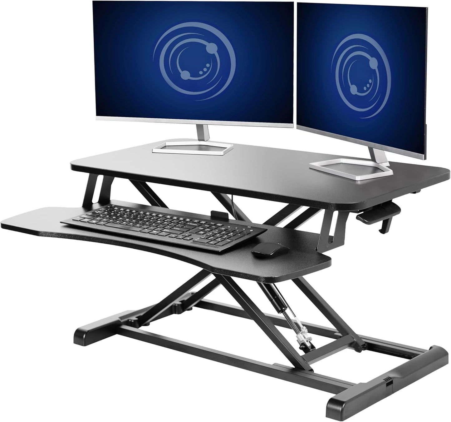 VIVO 26 inch Desk Converter, K Series, Height Adjustable Sit to Stand Riser, Dual Monitor and Laptop Workstation with Keyboard Tray, Black, DESK-V026KB