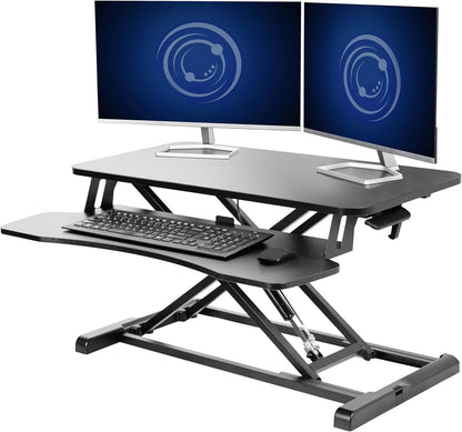 VIVO 26 inch Desk Converter, K Series, Height Adjustable Sit to Stand Riser, Dual Monitor and Laptop Workstation with Keyboard Tray, Black, DESK-V026KB