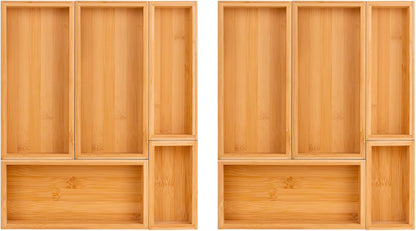 bamboo drawer organizer Set,expandable drawer dividers,wooden storage organizers,drawer organizers for kitchen, bathroom,flatware,Tea Bag Organizer (1 X 5PCS Natural)