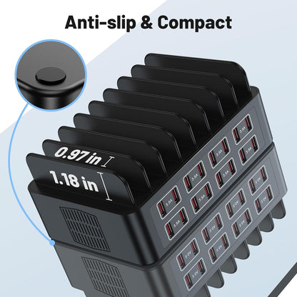 Charging Station for Multiple Devices, 16 Port USB Fast Charging Station, 175W Ipad Charger Station, Multiple Charger Organizer Compatible with Smartphones, Tablets and Other Devices