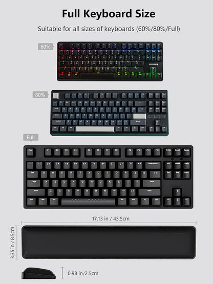 TopMade Upgraded Wider Wrist Rest Set, Soft Memory Foam Keyboard Hand Rest Pad, Computer Ergonomic Keyboard Mouse Wrist Support for Typing Pain Relief, Comfort for Office, Gaming, Study, Black