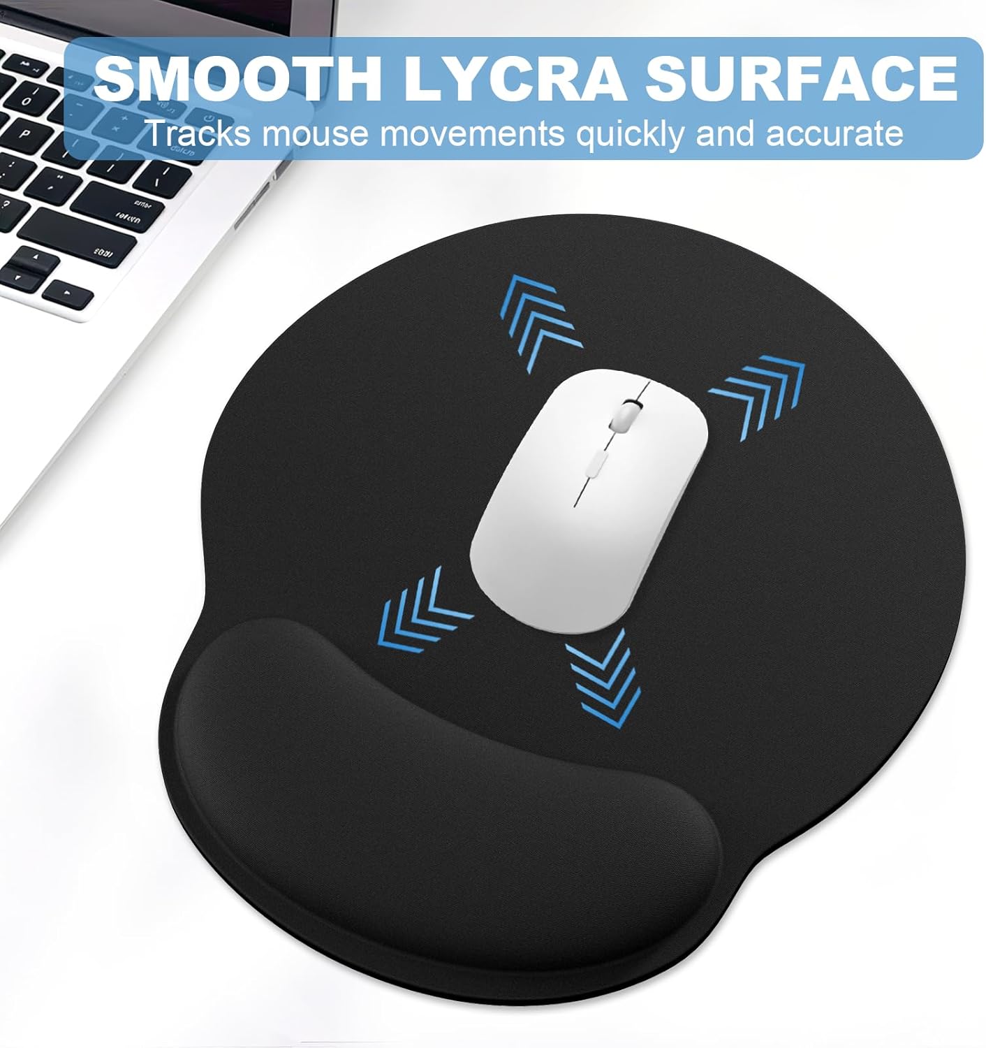 Ergonomic Mouse Pad with Wrist Rest and Keyboard Wrist Rest, Memory Foam Wrist Rest for Computer Keyboard, Easy Typing, Pain Relief, Mouse Pad Wrist Support for Gaming,Office, Laptop, Black Flower
