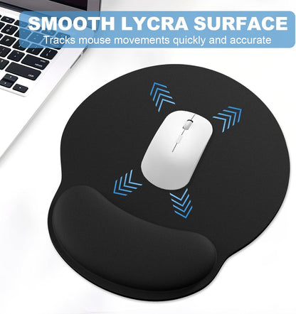 Ergonomic Mouse Pad with Wrist Rest and Keyboard Wrist Rest, Memory Foam Wrist Rest for Computer Keyboard, Easy Typing, Pain Relief, Mouse Pad Wrist Support for Gaming,Office, Laptop, Black Flower