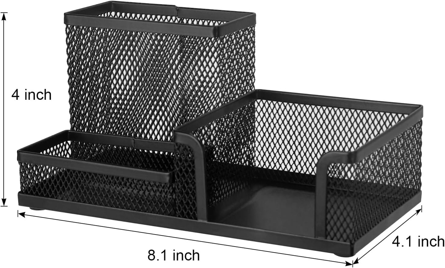 Comix Mesh Pen Pencil Holder Desk Organizer, 3 Compartment Wire Desktop Pen Pencil Cup Caddy Office Supplies Desk Accessories for Home Office School, Black