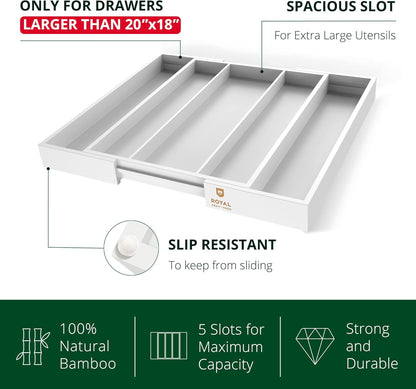 ROYAL CRAFT WOOD Luxury Bamboo Kitchen Drawer Organizer - Silverware Organizer, Utensil Holder & Cutlery Tray Drawer Dividers for Flatware (9 Slot, Natural)