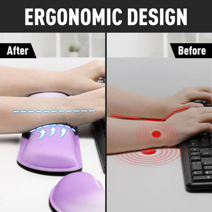 Gimars Upgrade Enlarge Silky and Superfine Fabric Gel Memory Foam Keyboard Wrist Rest Set, Ergonomic Keyboard Mouse Wrist Support for Typing Pain Relief, Comfort for Office, Gaming, Computer