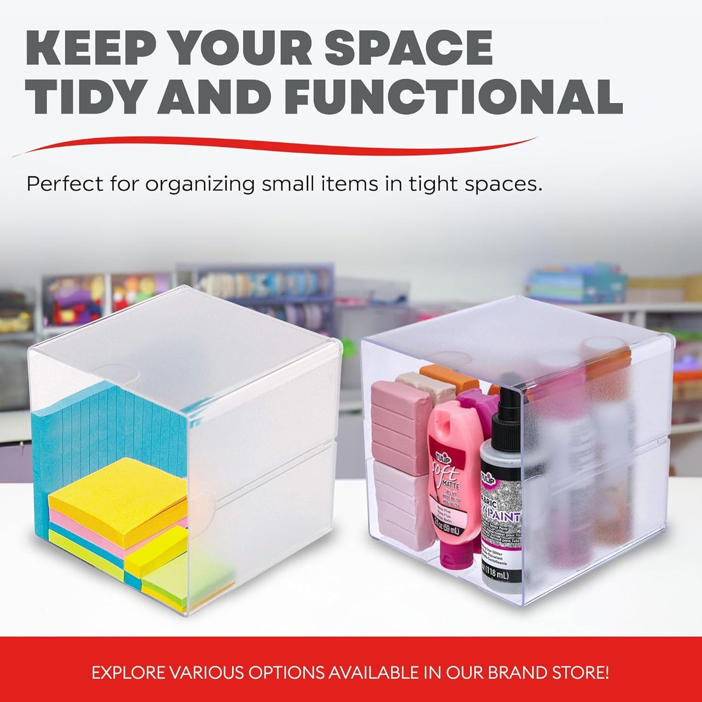 Deflecto Stackable Cube Organizer - X Divider, Clear (350201-AMZ)