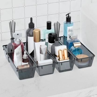 WOWBOX 6 Pack Clear Drawer Organizer Set, Acrylic Drawer Storage Trays, Storage Bins for Makeup, Cosmetics, Jewelries, Utensils, Gadgets, Office