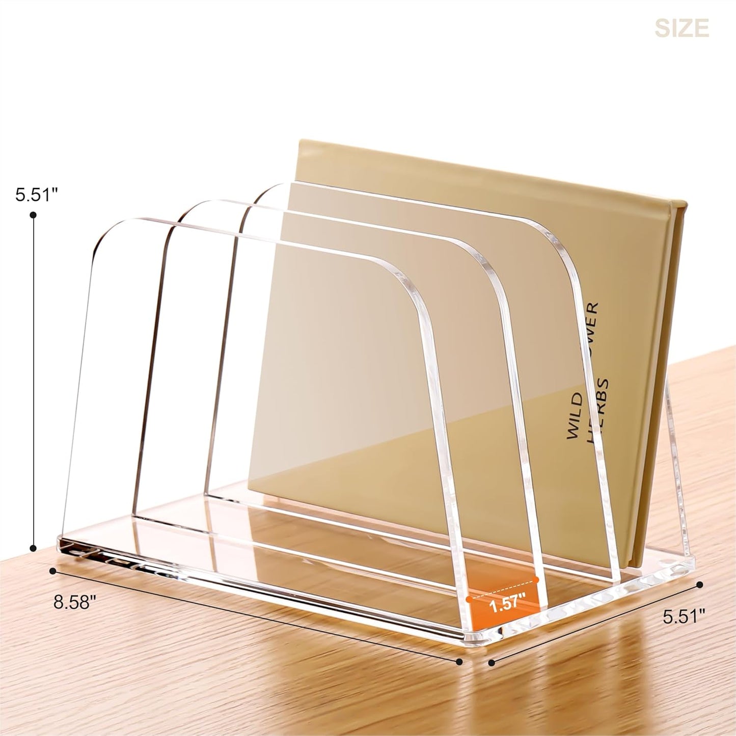 YUXUN Desk File Organizer,5-Section Vertical Clear Acrylic Desk Organizer File Holder Mail Sorter Office Organization for Office Home &Classroom（B5）